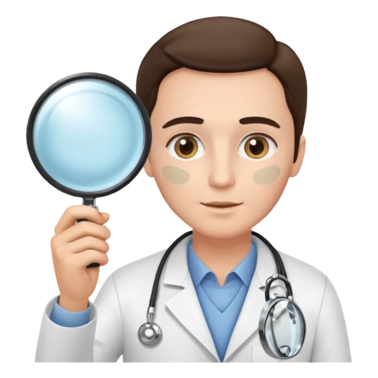 medico olhando a pele de um paciente com uma lupa sticker