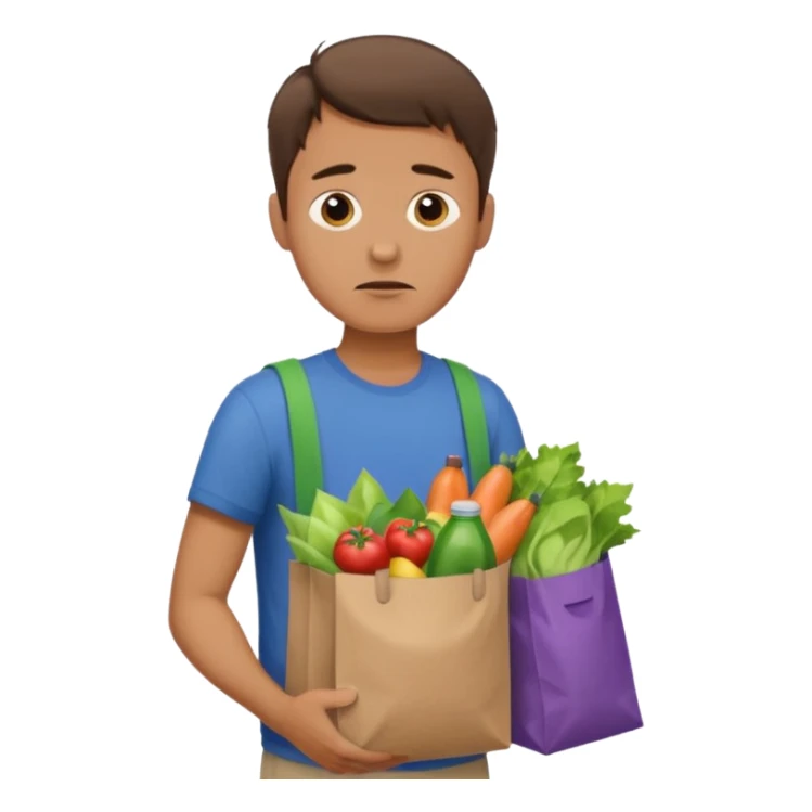 Hombre cargando bolsas de supermercado con dificultad sticker