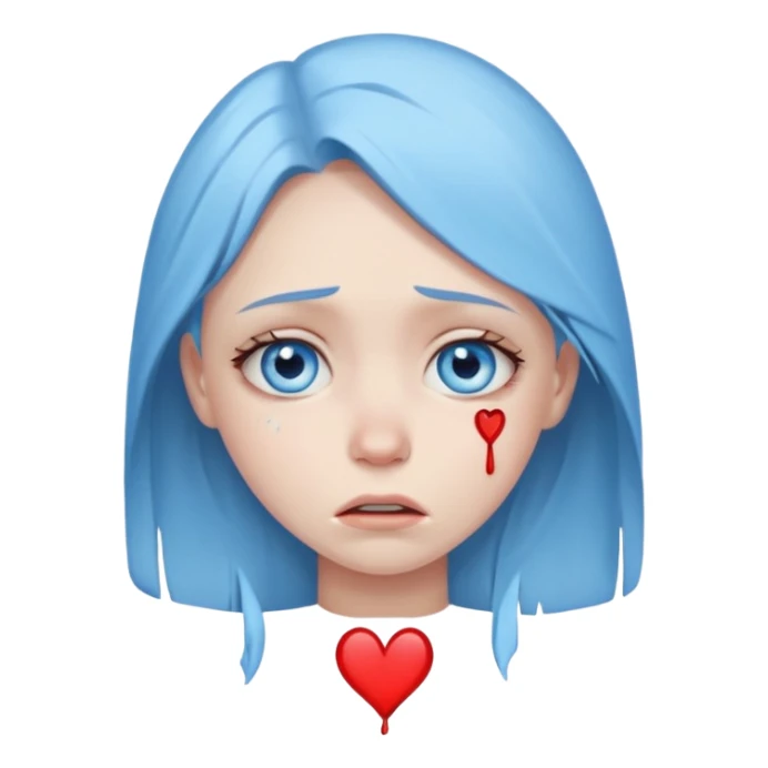 blue eyed girl with broken heart sticker
