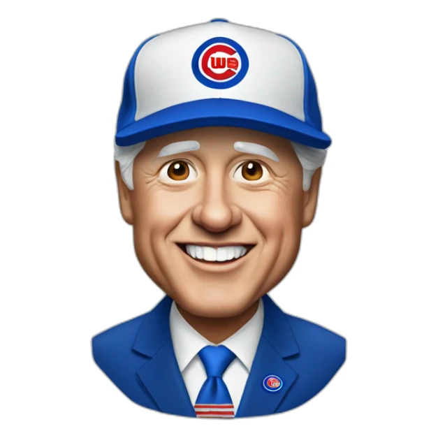 President Clinton wearing a cubs hat sticker