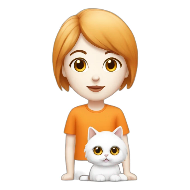 brunette copywriter and white and orange persian cat sticker