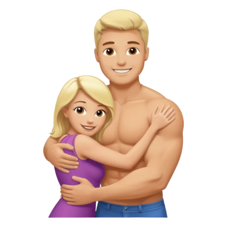 a white muscular man hugging blonde white lady sticker