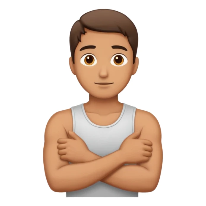 Man crossing his arms around his neck  sticker