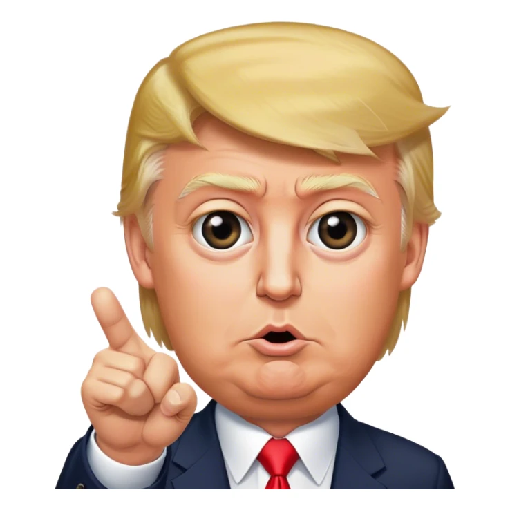 hyper-realistic Donald Trump is pointing his finger up, don't make big eyes sticker