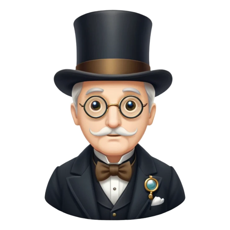 old elegant Victorian man with monocle and top hat sticker
