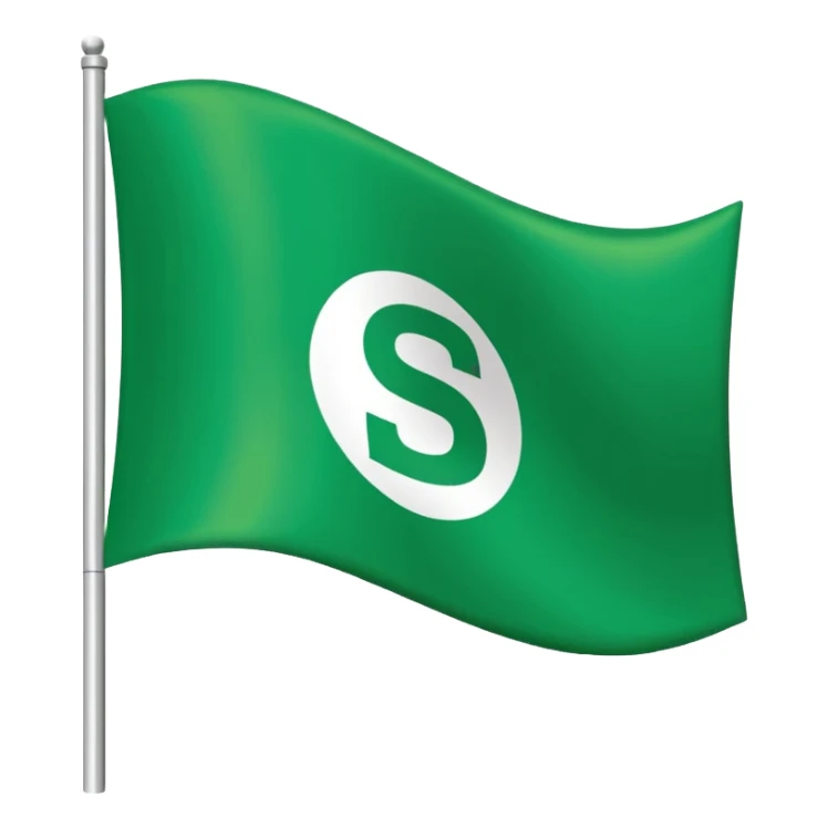 A green flag that has the SDS fc Logo flag on it from baller league sticker