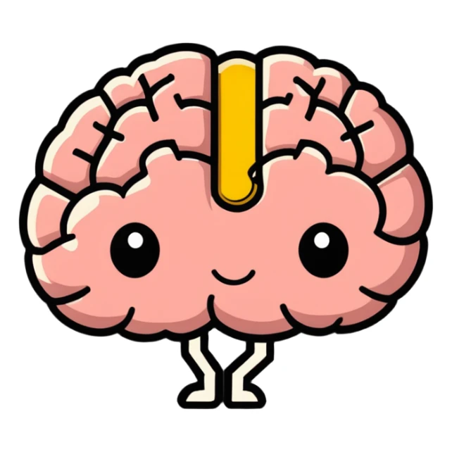 cartoon style brain with a crack and a bandage sticker