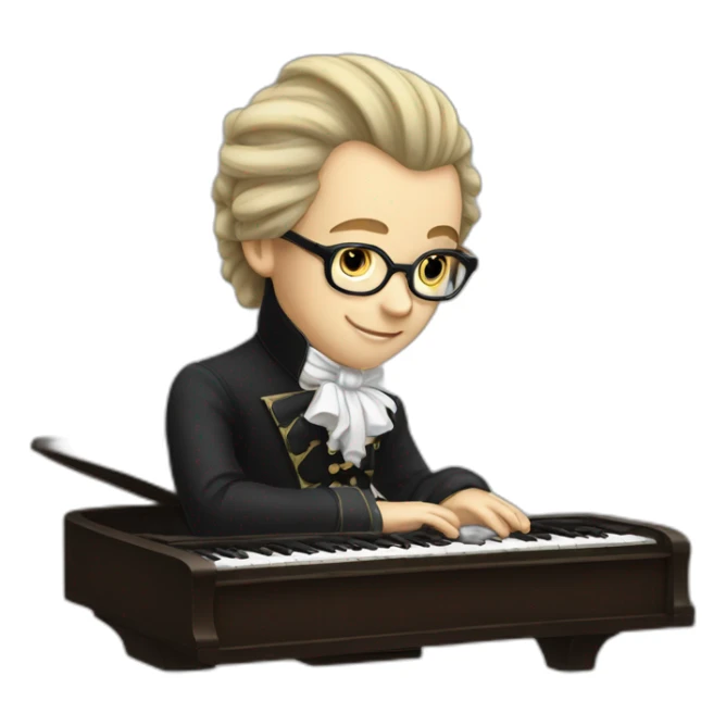 mozart in the age of twelve playing piano sticker
