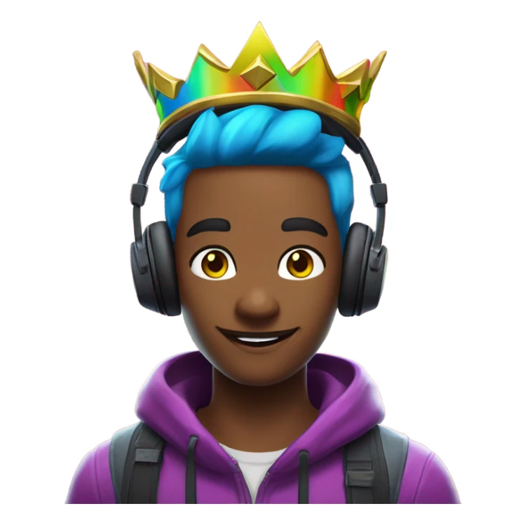 A gamer with RGB headphones and a Fortnite crown sticker