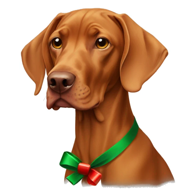 Magyar vizsla with a Christmas bow sticker