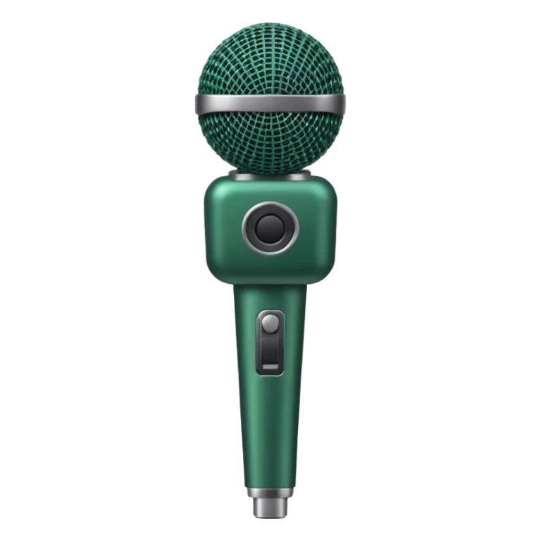 dark green microphone on stand, rounded shape, minimalist, no emojis or faces sticker