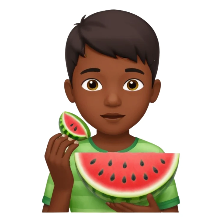 a watermelon with a indian 13 year old boy eating it sticker