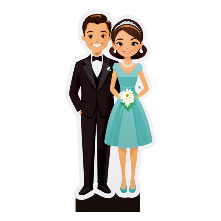 smiling couple in formal attire sticker