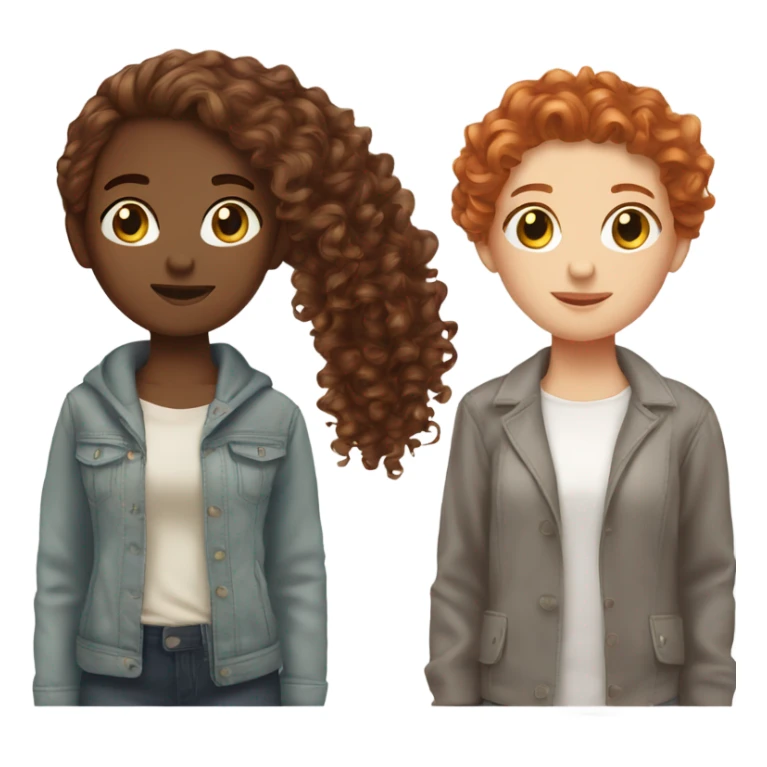 Curly brunette and straight hair redhead best friends sticker