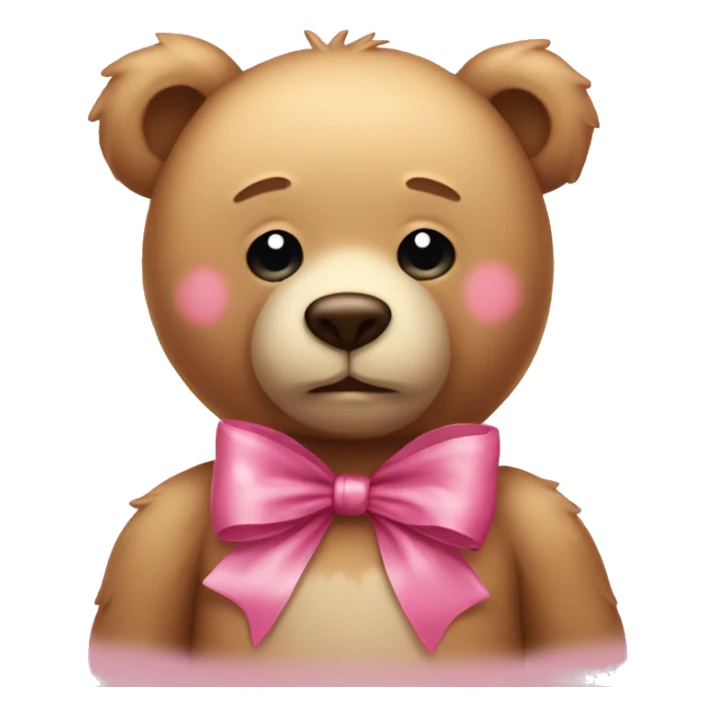 Sad teddy bear wearing pink bow with tears from eyes sticker