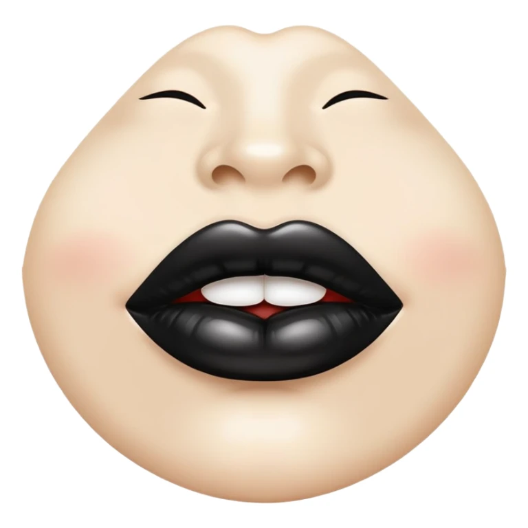 Glossy black lips, puckered as if for a kiss sticker