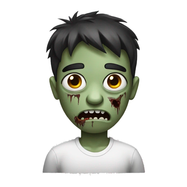 scared boy zombie with dark hair and white shirt sticker
