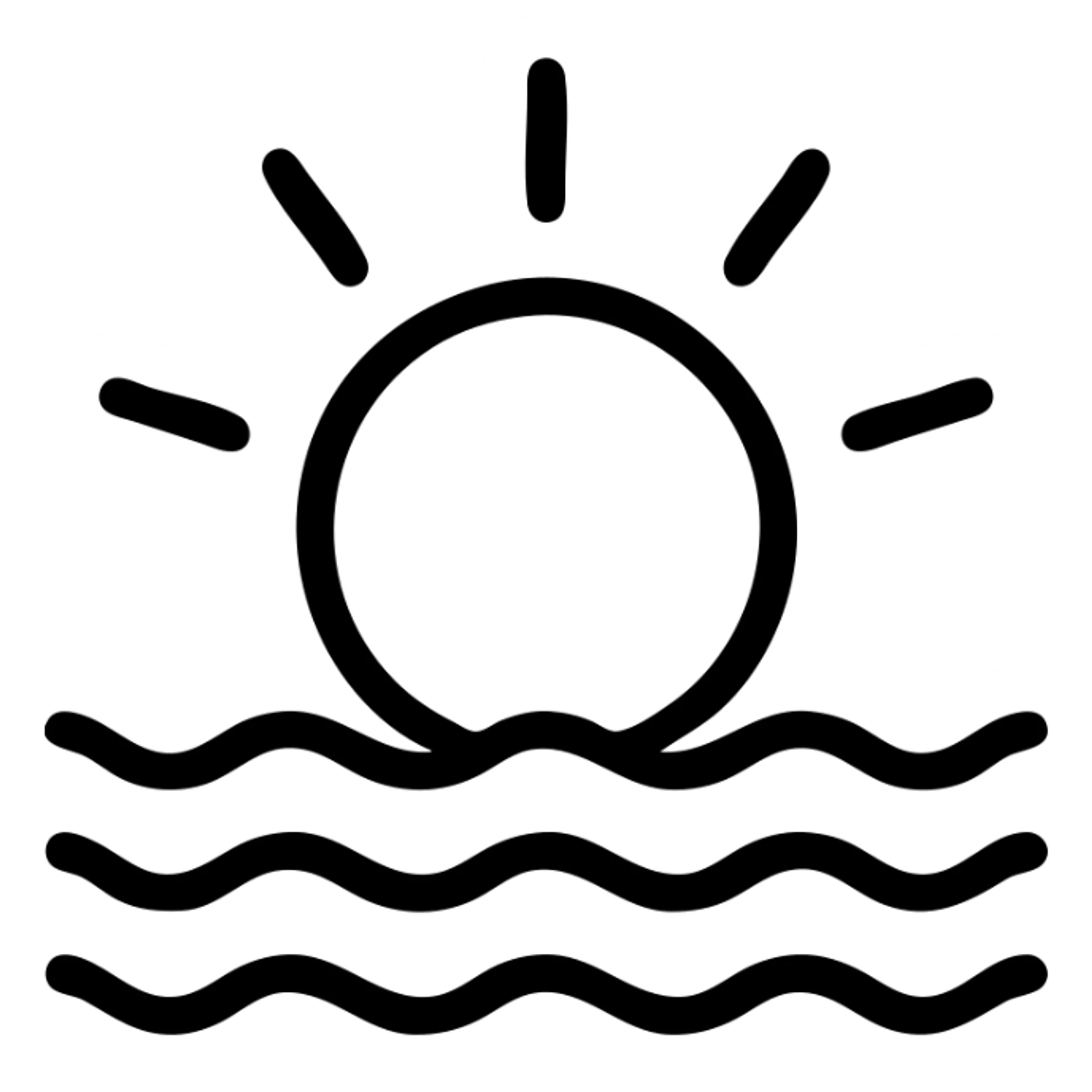 minimalist icon of sun over sea, clean and simple sticker