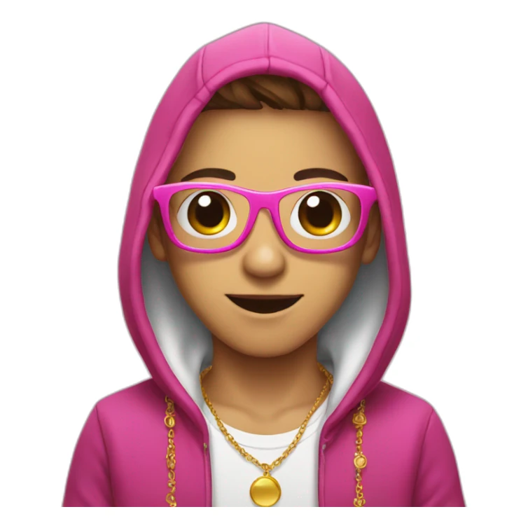"hooded boy with jewellery and pink glasses" sticker