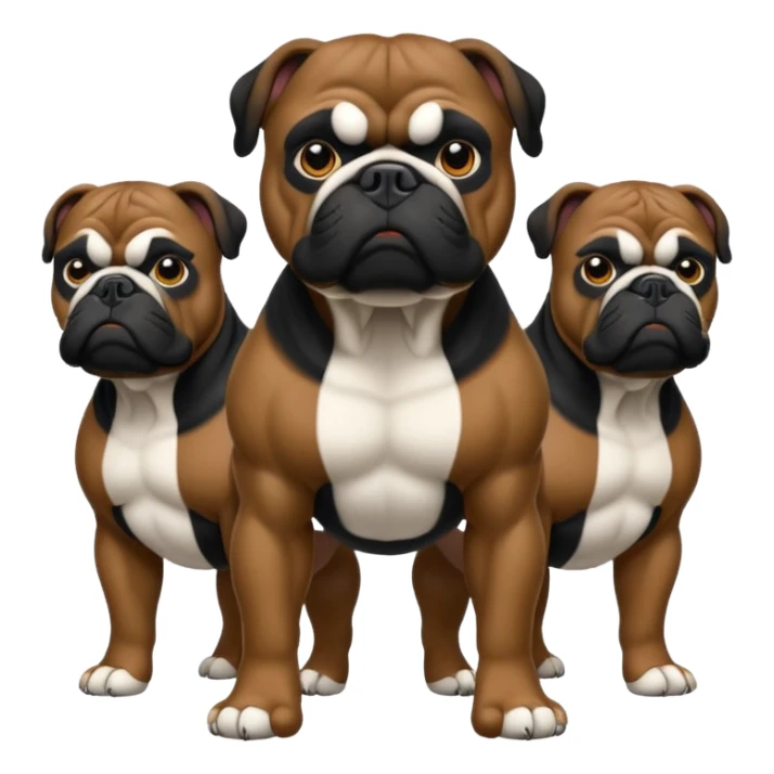 Black Bulldog one body and three heads sticker