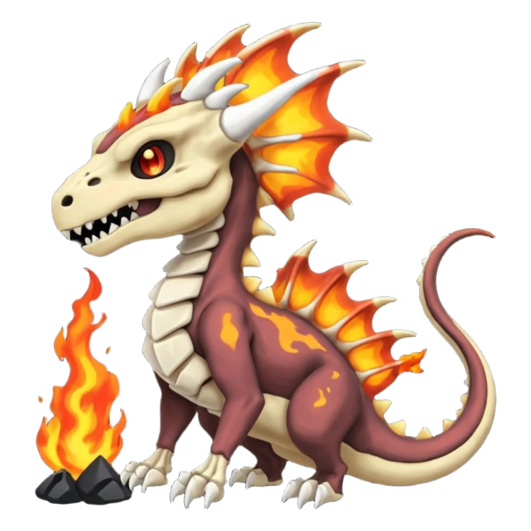 Skeletal Fiery Volcanic Cubone-Salandit-Marowak-Duskull-dragon sticker