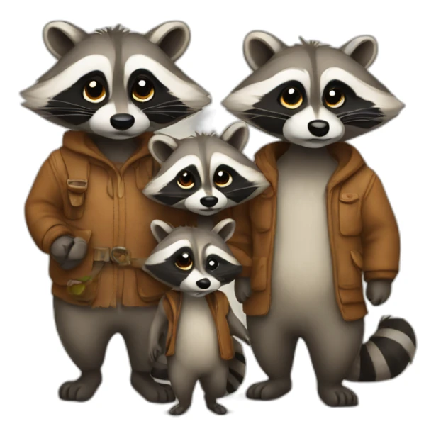 familiy of raccoons sticker