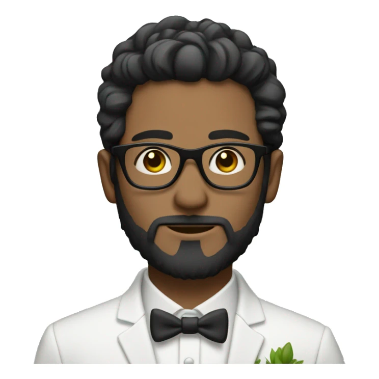 Groom with dark scruffy hair and beard and glasses sticker