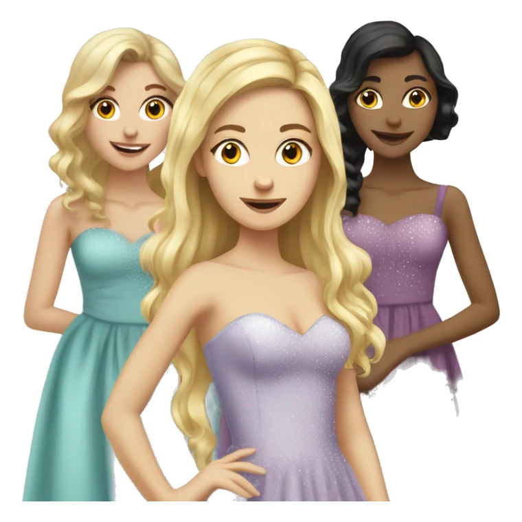 a group of caucasian girls in prom dresses sticker