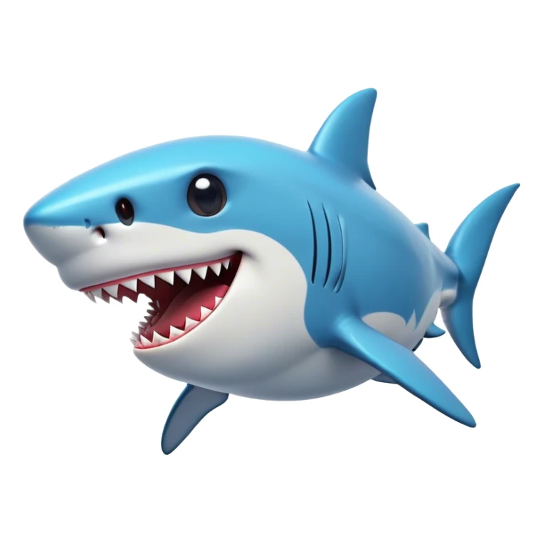 Cinematic Comical Shark Portrait Emoji, Head tilted dramatically with an exaggeratedly amused expression, featuring a striking, glossy streamlined body with bold accents and wide, expressive eyes filled with playful disbelief, Simplified yet hilariously expressive features, highly detailed, glowing with a slightly sassy glow, high shine, dramatic yet playful, stylized with an air of cheeky marine mischief, bright and endearing, soft glowing outline, capturing the essence of a spirited and over‐the‐top shark, so meme‐worthy it feels like it could snap its jaws into internet fame instantly! sticker