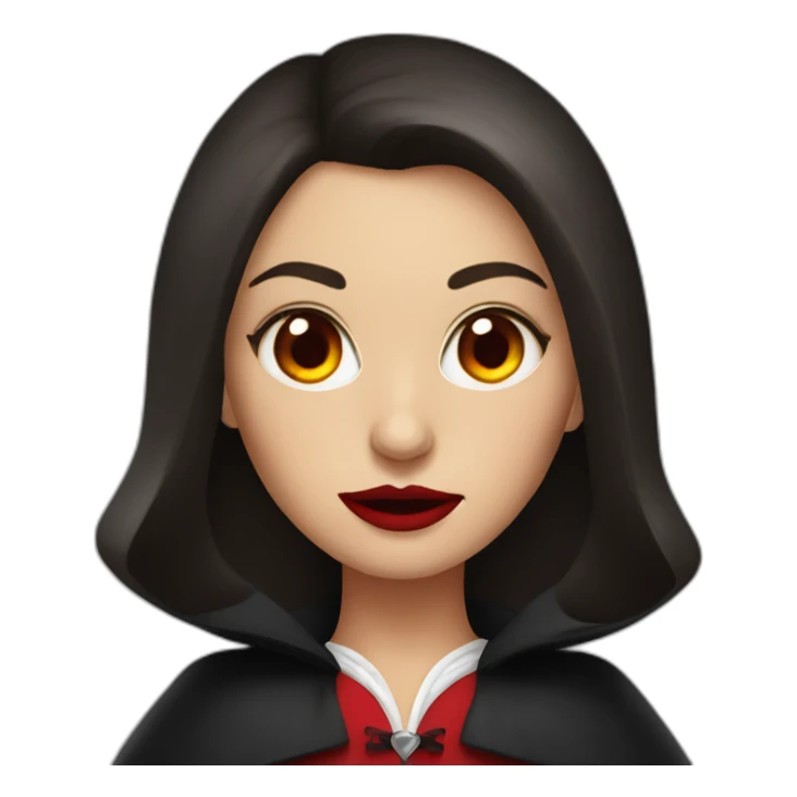 Brunette Women with Dracula haloween costume ans red eyes sticker