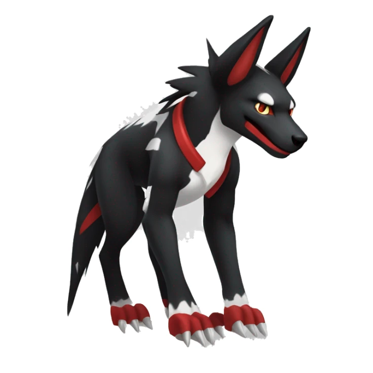 Black Cool Edgy Sergal-Houndoom-Fakémon  with White and Red Edgy markings sticker