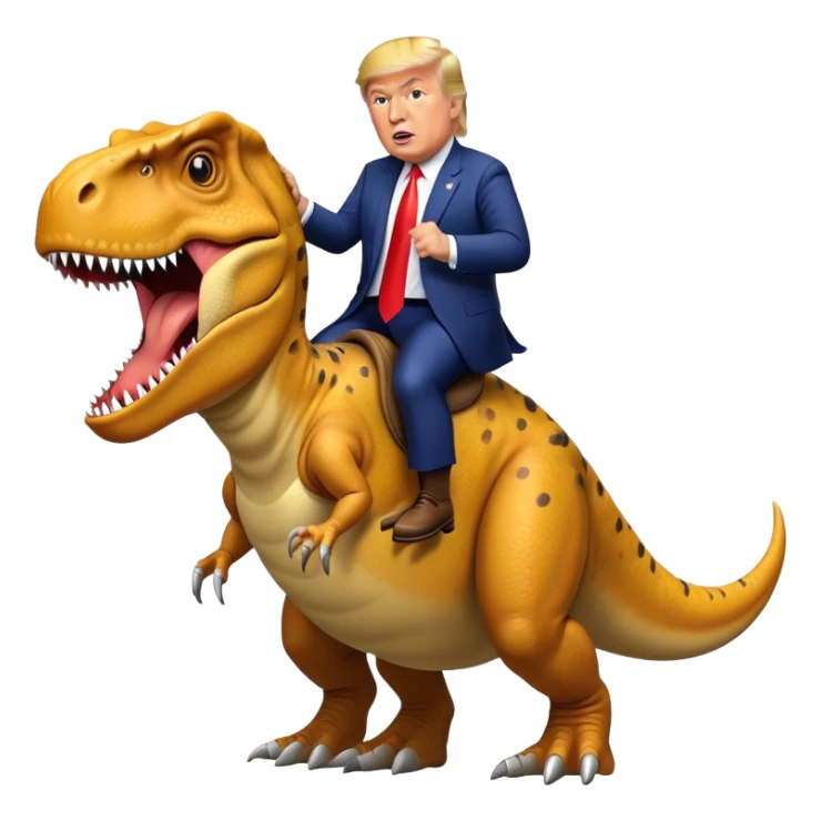 Donald Trump riding wild T-rex sticker