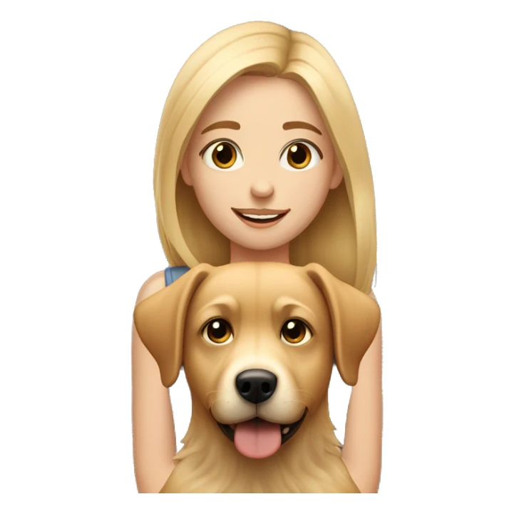 Blonde girl with Scruffy light brown medium sized dog with human eyes sticker