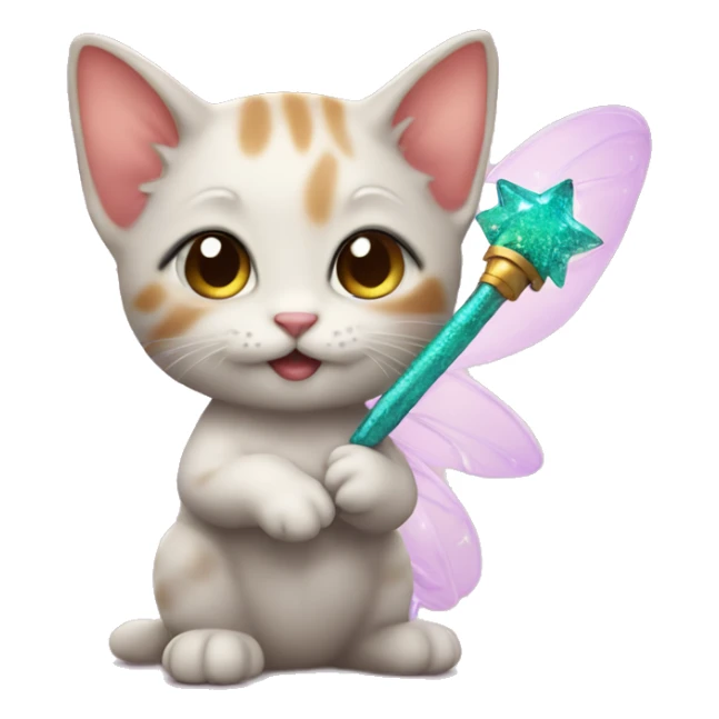 Kitten fairy with wand sticker
