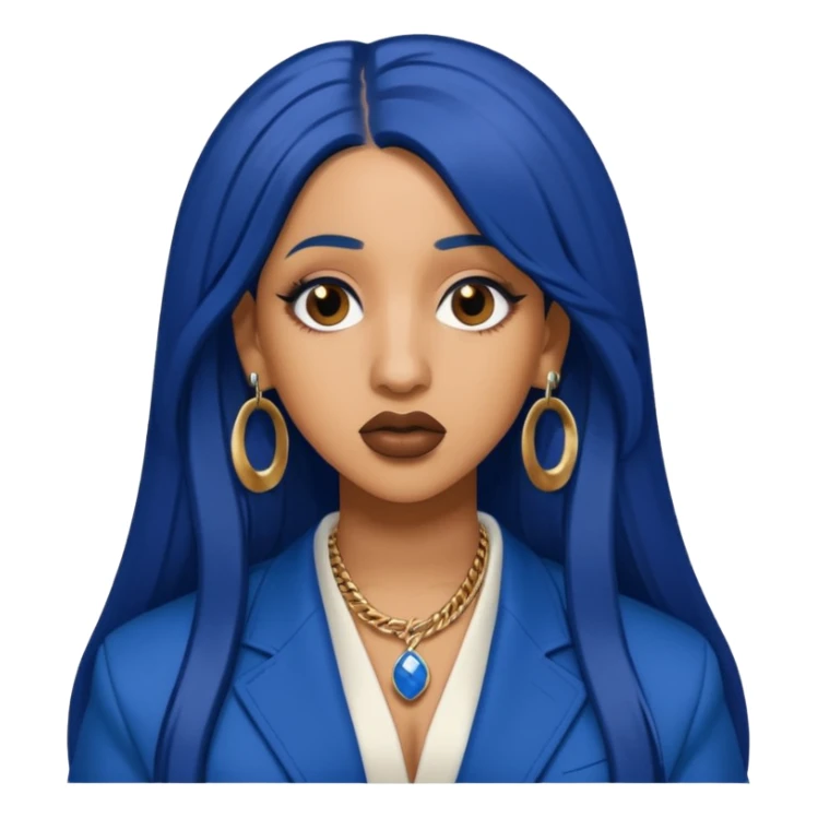 Cardi B with long dark blue hair  sticker