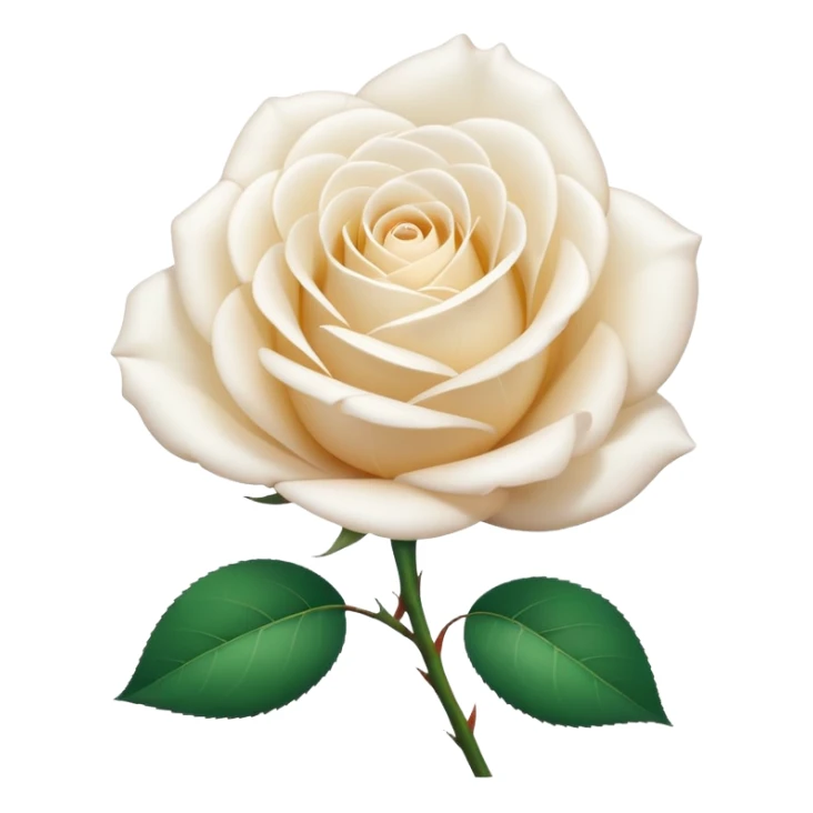 A white rose emoji in iOS emoji style, clean and smooth vector illustration, soft lighting, subtle gradients, minimal and cute, centered, transparent background, high clarity, no outline, no text
 sticker