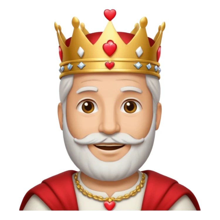 king of hearts card featuring white arab man, emoji style sticker