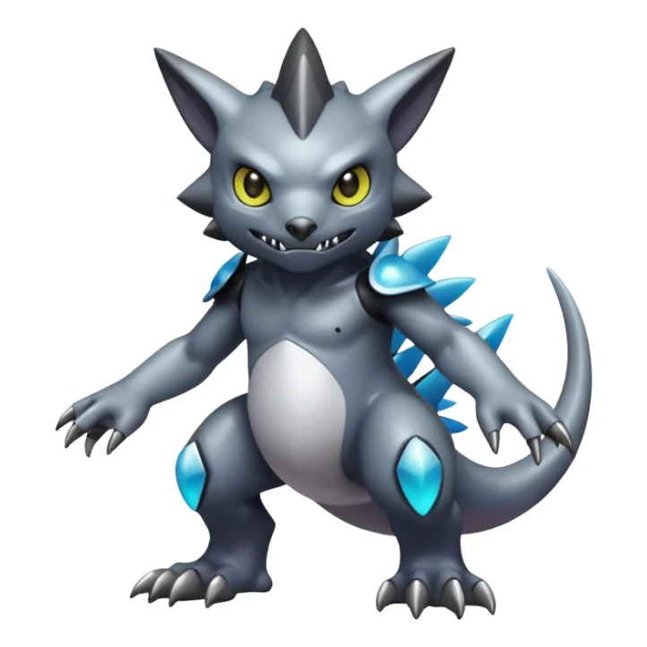 white blacks edgy colorful gradient shiny glossy Fakémon-Digimon-creature-hybrid (full body) sticker