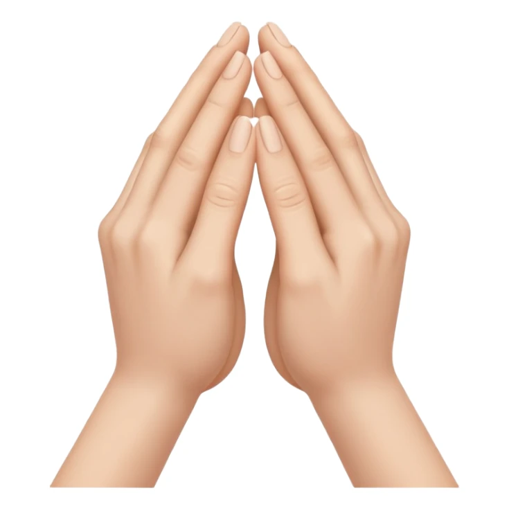 The output image should contain only one emoji.
The emoji should depict two hands gently pressed together in a prayer gesture, with the fingers interlocked tightly and creative way. sticker