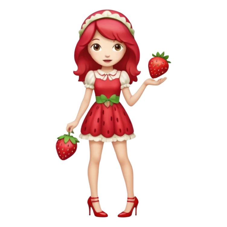 pretty and cute realistic modern day strawberry shortcake full body with high heels sticker