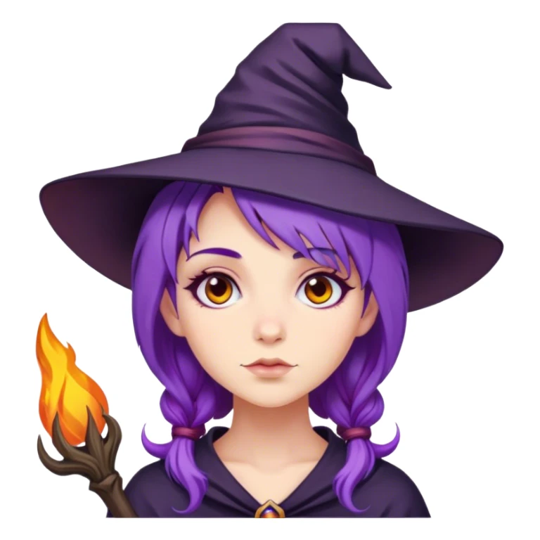  witch girl purple hair sticker