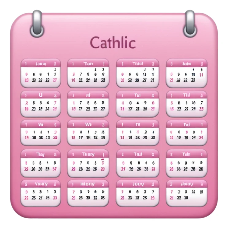 make a catholic calendar with very girly pink tones, but simple. sticker