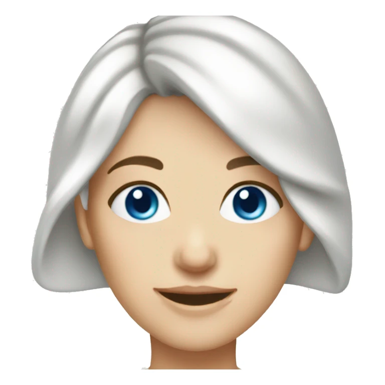 White woman blue eyes pixie hair with Xmas hat sticker