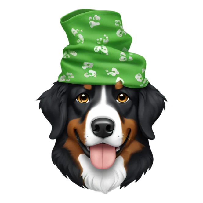 bernese mountain dog wearing a green bandana sticker