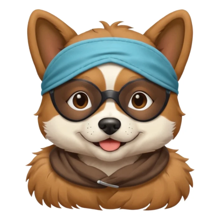 a dog hero with sleep mask and wearing shirt sticker