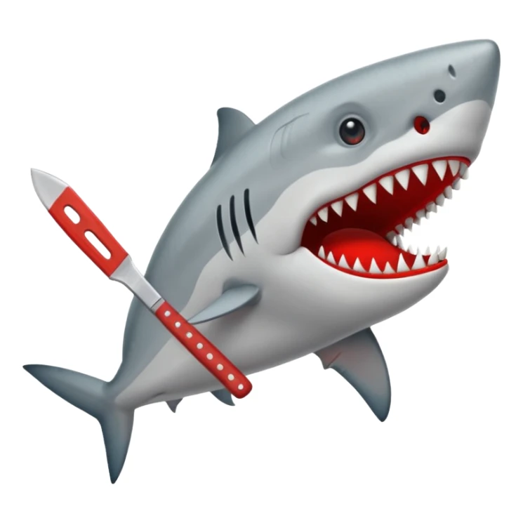 Tiburón con tenis rojos y macheta sticker