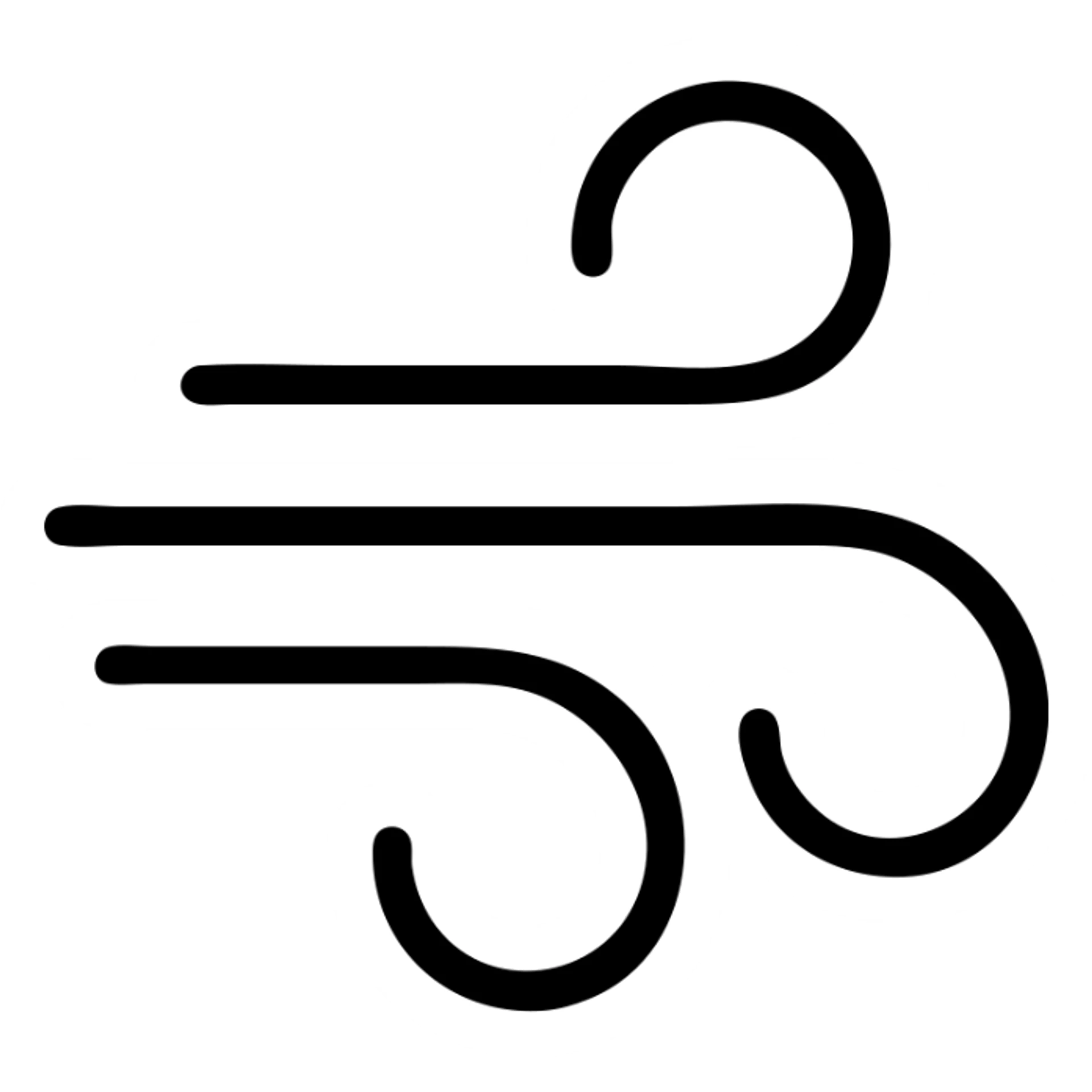 wind represented by abstract flowing shapes in a minimalist outline style sticker