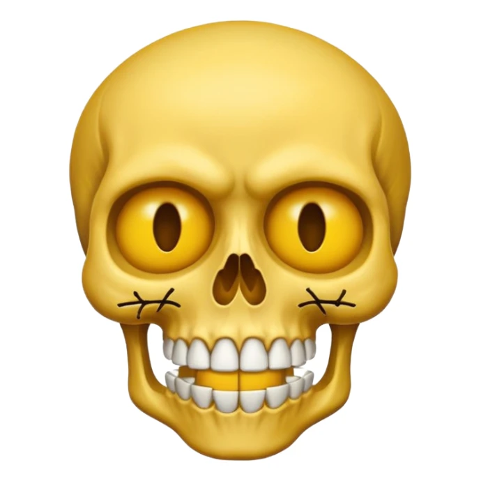 half face very hungry emoji, another half angry skull skeleton sticker