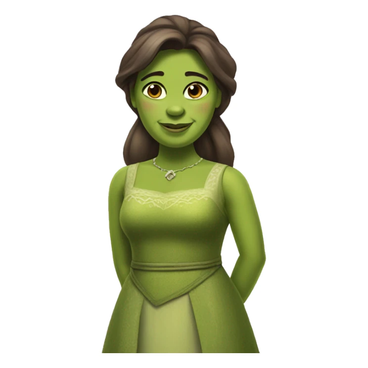 female Shrek with green dress sticker