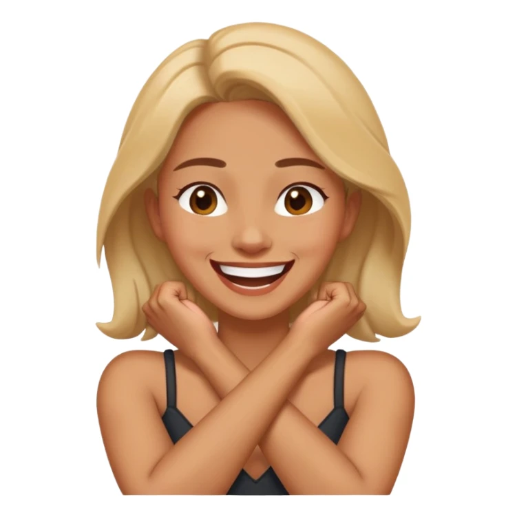 Crossed Arm holding neck laughing women  sticker